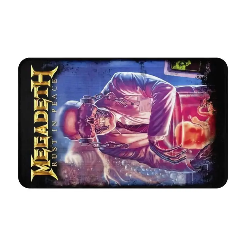 

Custom Megadeths Heavy Metal Band Front Door Mat Anti-Slip Outdoor Absorbent Doormat Garden Garage Entrance Rug Carpet