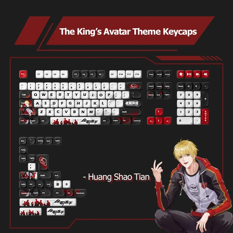 Akko The king's Avatar Theme Keycap Set MOA Profile PBT Dye-sublimation 137-Key Anime Characters Keycaps for Mechanical Keyboard