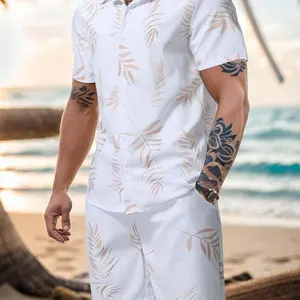 جديد رجالي عارضة شجرة النخيل طباعة هاواي رجالي شورتات الشاطئ الصيف كل يوم كم قصير قميص رياضي وشورتات أعلى 6 أزياء هاواي للرجال - رقم 5