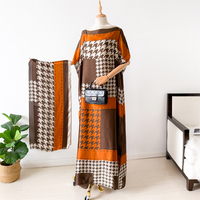 NEW Fashion Summer Dress With Big Scarf Dubai Turkey Kaftan Muslim Loose Abaya Women African Casual Maxi Peacock Shawl Robe