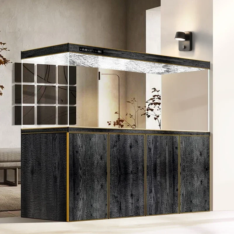 Pipeless fish tank, living room, household ultra-white glass aquarium, large bottom filter screen, porch partition