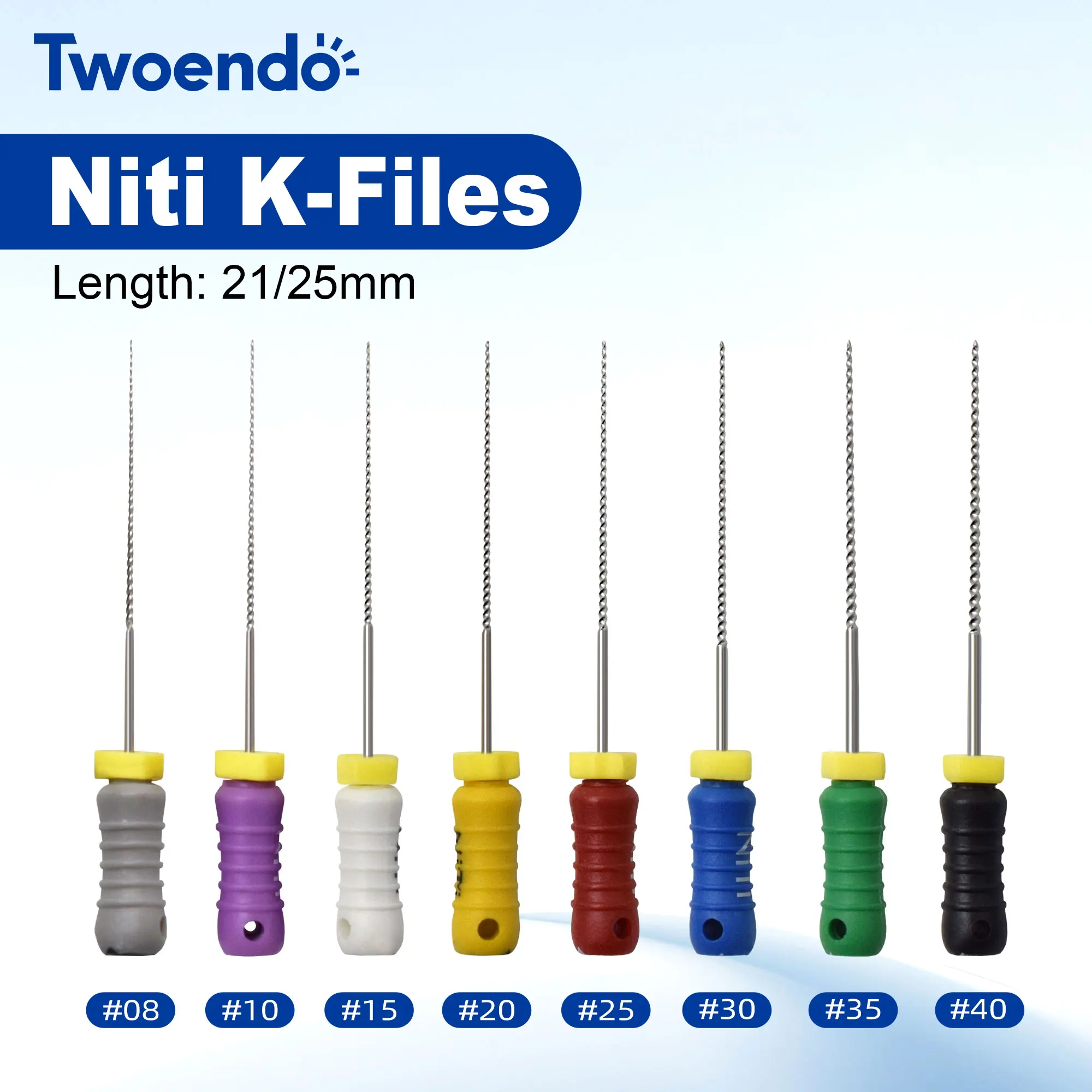 1 Box Twoendo Root Canal NITI K Files #15-40 #45-80 Endodontic File Hand Use 21/25mm Optional Endo Files Easy To Use Dental Tool