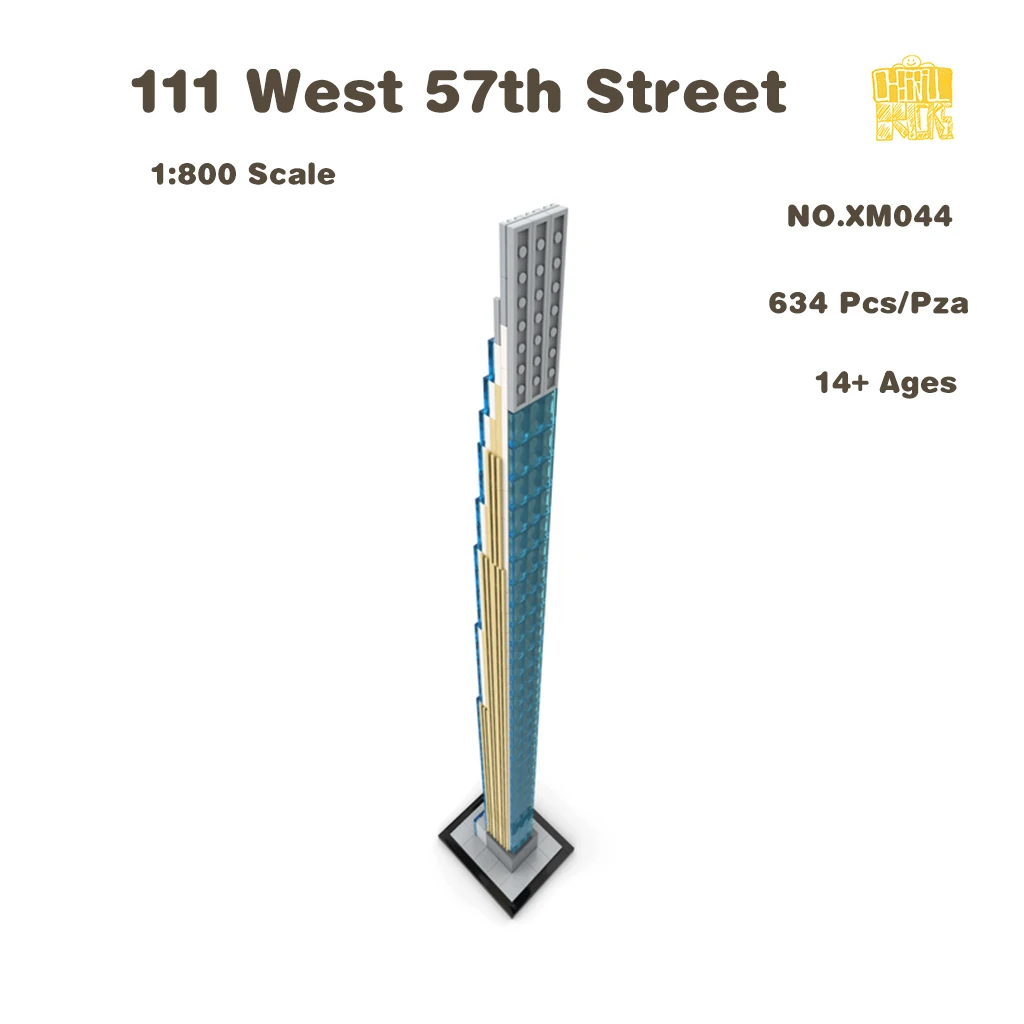 

MOC-XM044 111 West 57th Street 1:800 (Steinway Tower) Model With PDF Drawings Building Blocks Bricks Birthday Christmas Gifts