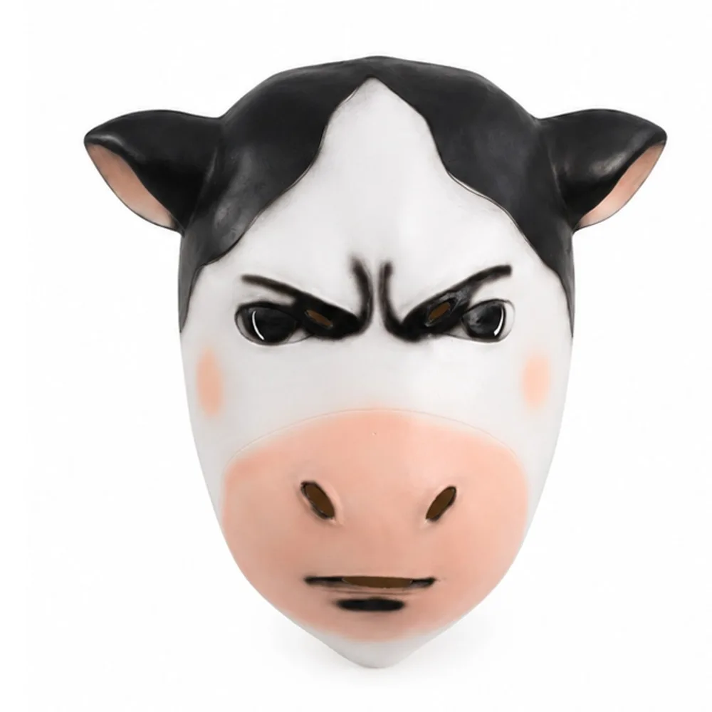 Aggrieved Funny Design Cow Mask Cute Shape Abstract Face Bull Mask Face Cover Ugly Style Animal Costume Halloween Event