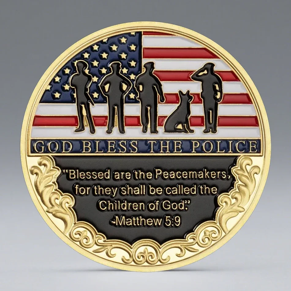 Thank You for Your Service Souvenir Coin The Police Thin Blue Line Gold Plated Commemorative Coin