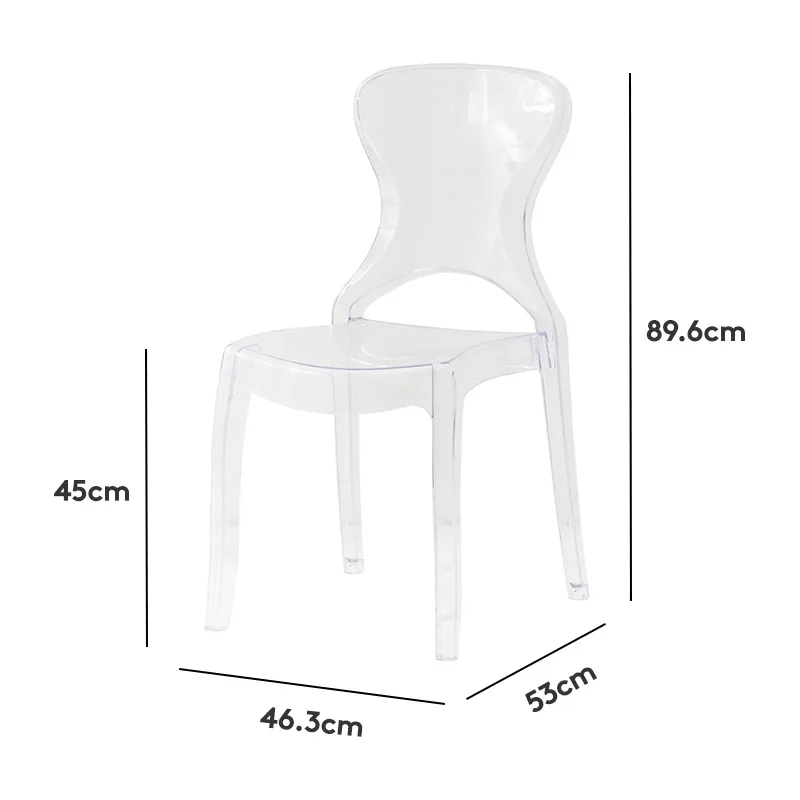 Nordic acrylic transparent dining chair  creative plastic stackable cafe armchair negotiation chair