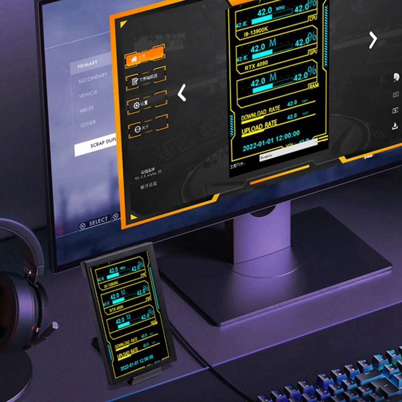 

5-дюймовый USB-C подэкранный корпус IPS Компьютерный подэкран Видеокарта Мониторинг температуры Статус корпуса White-TCES