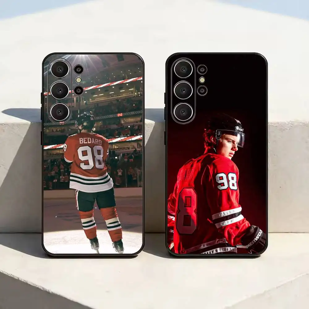 Coque de téléphone en silicone souple noir, prodige du hockey sur glace C-Connor B-Bedard, pour Samsung Ultra S26, S24, S21, S22, S23, S30, Plus, Lite