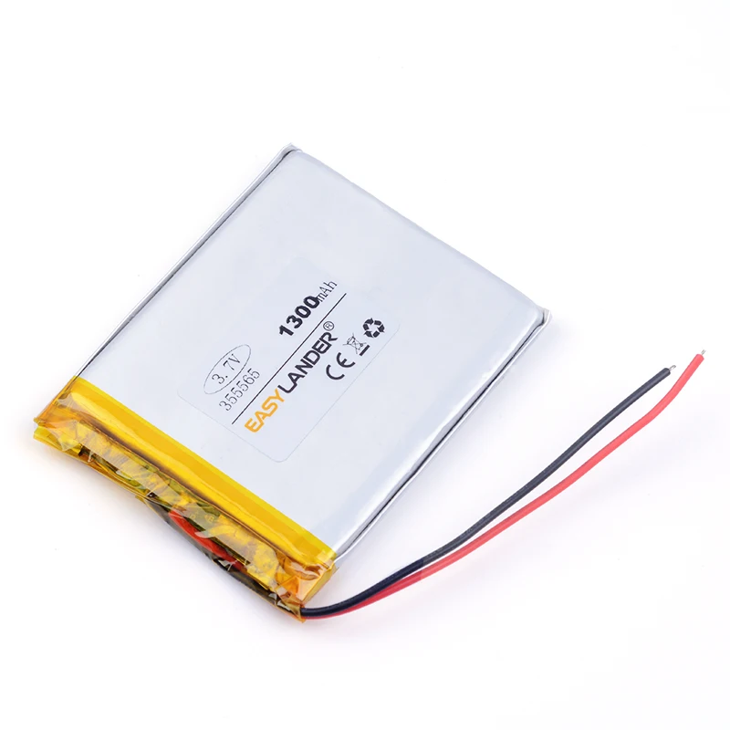 充電式リチウムポリマー電池,355565, 3.7v,1300mah,mp4,mp5,GPS,電子ブック用
