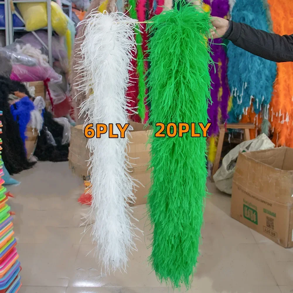 2Meters Green Ostrich Feather Boa Thick Plumes 20Ply 10Ply 8Ply 6Ply 3Ply Ostrich Feather Trim Shawl Scarf Costume Accessories