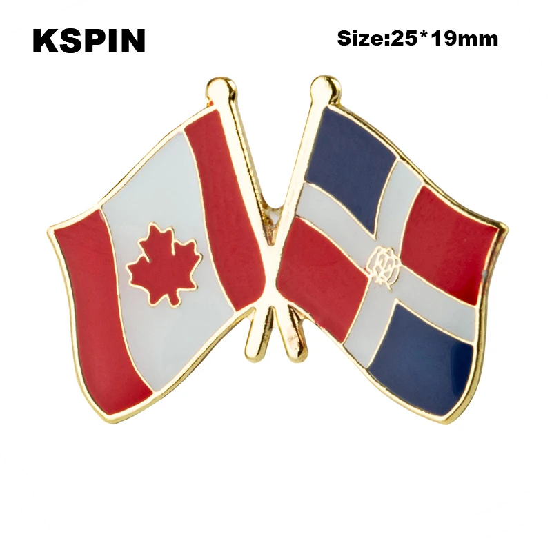 Canada & Dominican Rep. Friendship Flag Badge Flag Brooch National Flag Lapel Pin International Travel Pins