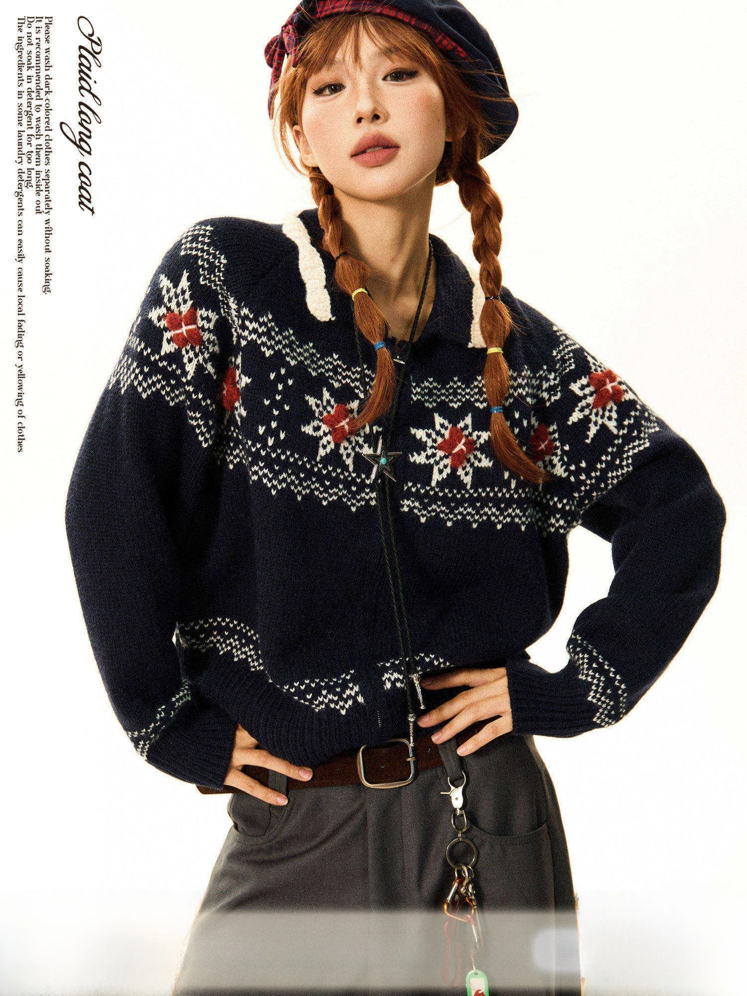 

Young Stage Women's ort Knitted Sweater Winter Design Snowflake Pattern Lazy Cardigan Coat Autumn Faion Commute Sle