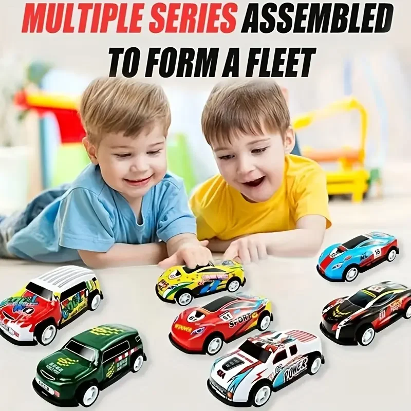 

Metal spring cars set, an indoor toy gift suitable for children over three years old, includes 58 spring cars and one map, perfe