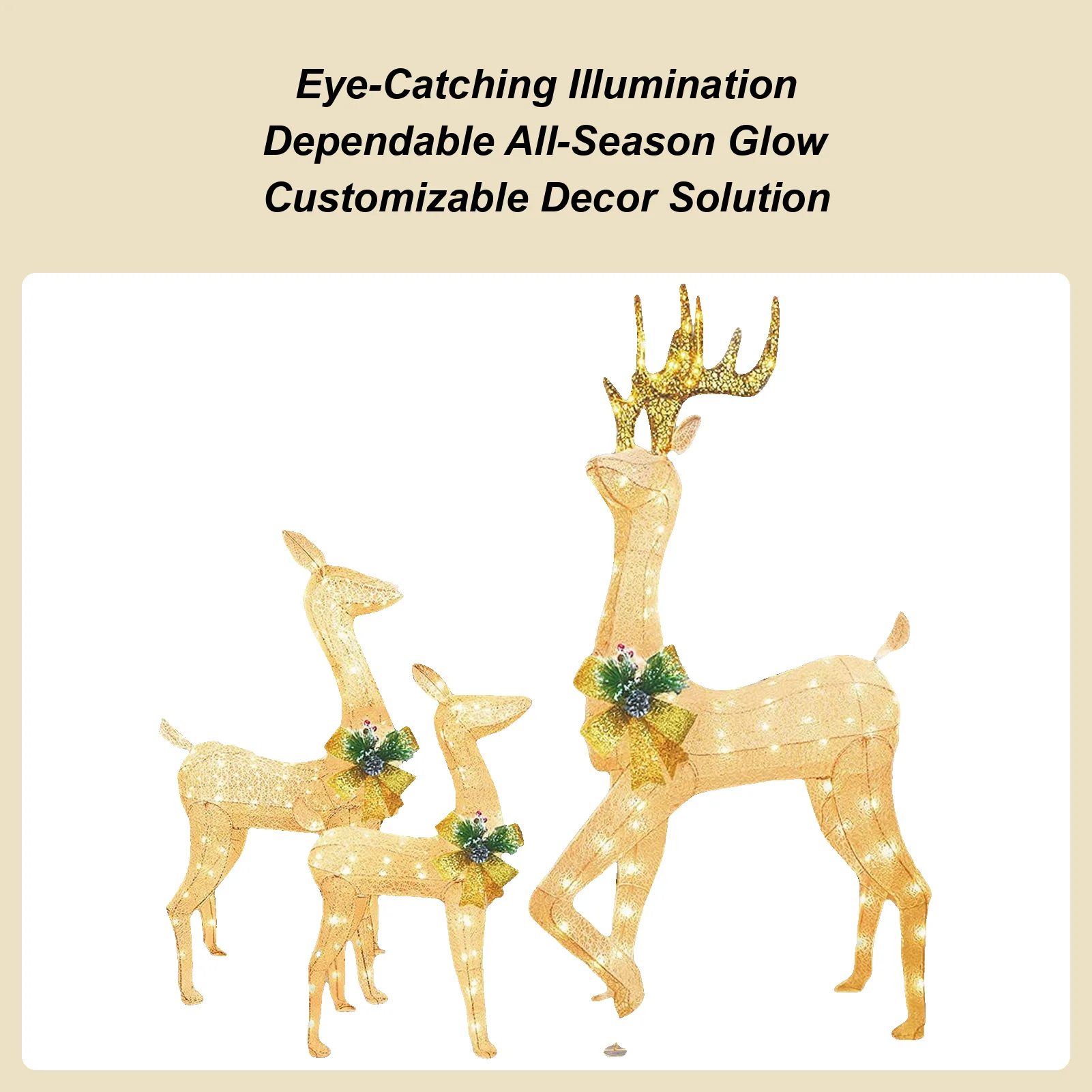 

Reindeer Stake Light Decor 3-Pieces Holiday Lighted Pathway Decor Outdoor Lighted Reindeer Stake For Yard Garden Pathway Patio