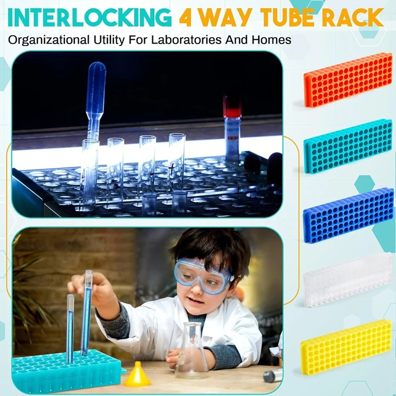 10 Pcs Tube Rack Each 80 W Ells Vial Rack Test Tube Rack Double Sided Microcentrifuge For 0.2Ml-2Ml Centrifugal Pipe