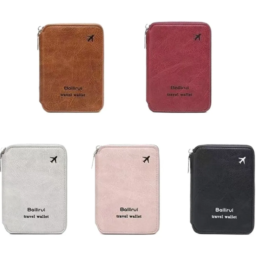 

Многофункциональный дорожный кошелек для паспорта на молнии, RFID-противоугонная сумка для паспорта из искусственной кожи, водонепроницаемый держатель для кредитных карт