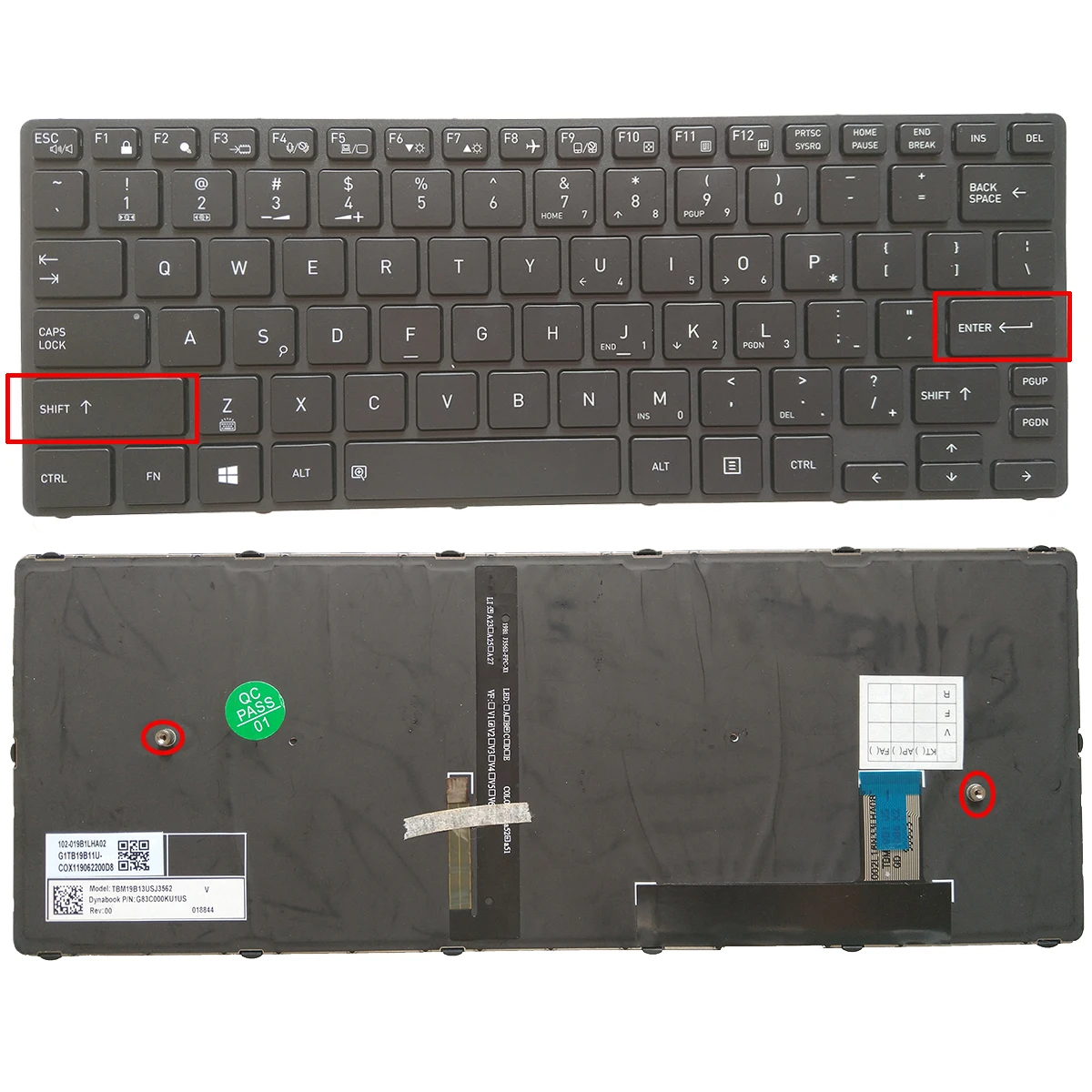 US Backlit Laptop Keyboard For Dynabook Tecra A40-G A40-G-0GH003 A40-G-0GK003 A40-G-103 A40-G-10F A40-G-10G with frame / Backlit