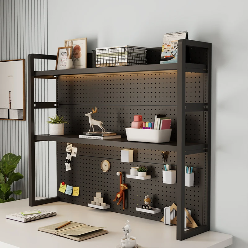 Adjustable Metal Pegboard Organizer Multi-Tier Desk Shelves for Office Space Saving Iron Shelf PC Workstation Accessories view 2