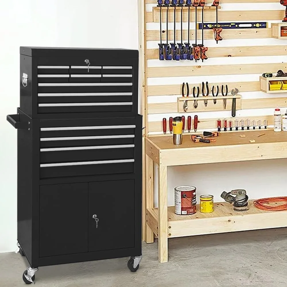 صندوق أدوات دوار مكون من 13 درجًا مع أبواب مزدوجة وصندوق أدوات كبير قابل للفصل لتخزين الميكانيكي