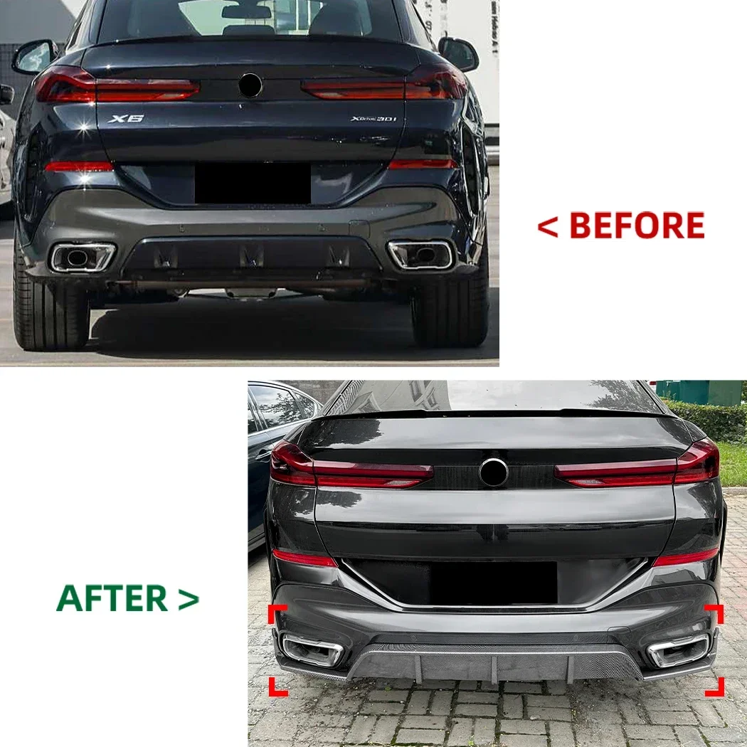 For BMW X6 G06 2019 2020 2021 2022 2023 2024 MP Rear Bumper Tail Lip Spoiler Guard Protector Splitter Diffuser Cars Accessories