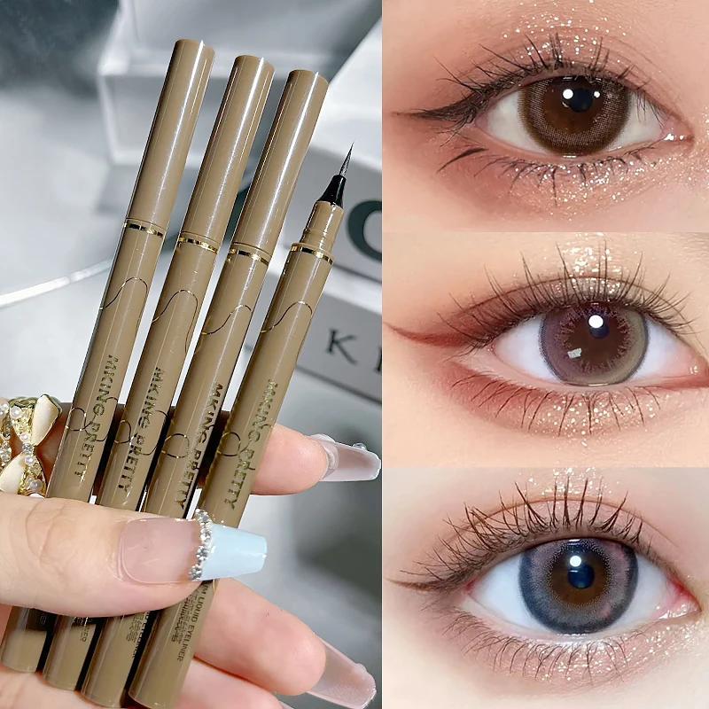 Korean Ultra-thin Eyeliner Pen Matte Smooth Liquid Makeup Slim Lying Silkworm Comestic Waterproof Quick Dry Eye Shadow Tool