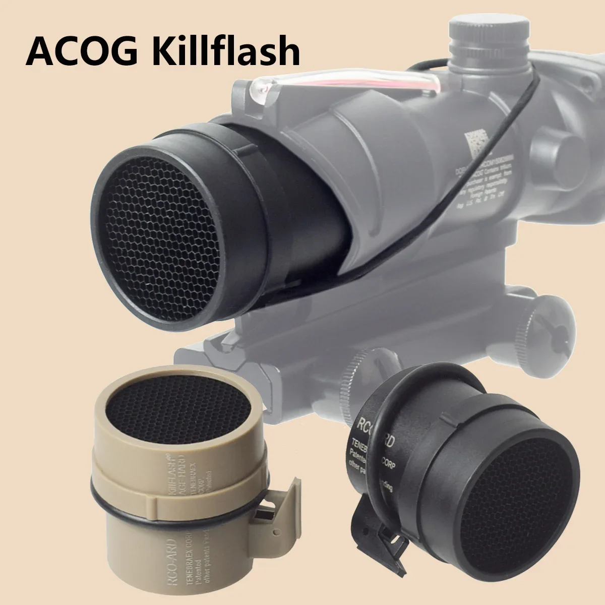 ACOG Scope Killflash tapa de malla metálica Protector de lente frontal panal antirreflejo para equipo de caza óptico