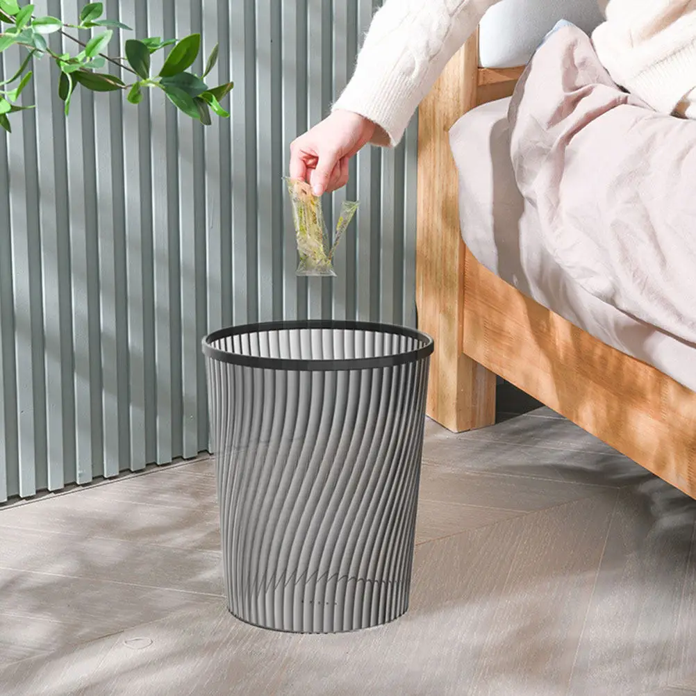 2Pcs Spiral Pattern Plastic Trash Can with Compression Ring – Compact Modern Waste Bin for Kitchen, Living Room, Office