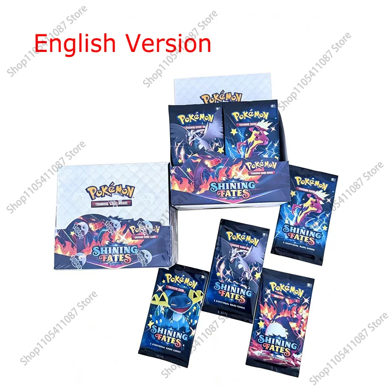 360 Stück Pokemon TCG Shining Fates Booster Box Englische Version Sammelkartenspiel Sammlung Battle Carte für Kinder Spielzeug Geschenke