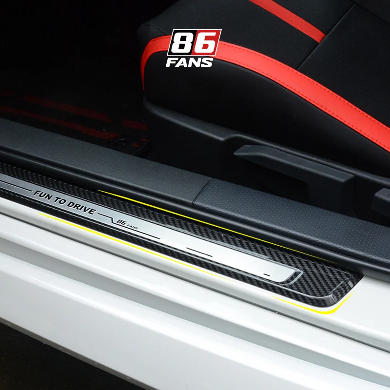 For Toyota GR86 SUBARU BRZ 2022 2023 Custom Real Carbon Fiber Car Door Sill Protector Stickers Threshold Strip Anti-Scratch 2pcs