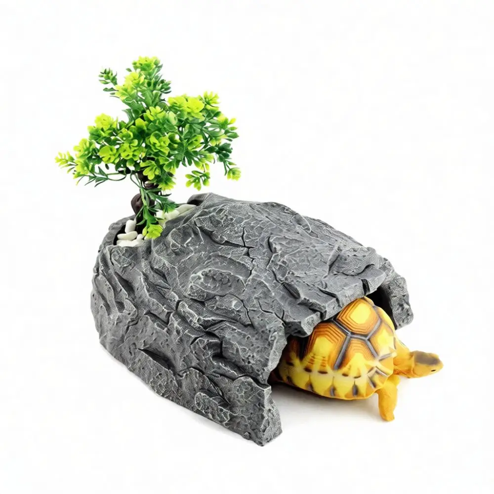 Simulation Resin Reptile Habitat Cave Basking Platform For Aquarium Decor For Gecko Salamander Tortoise Supplies House