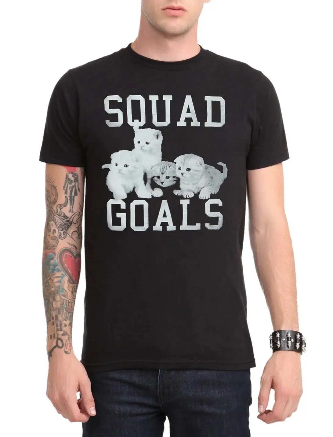 Hot Topic Mens Squad Goals Kittens Funny Black T Shirt New 2Xl