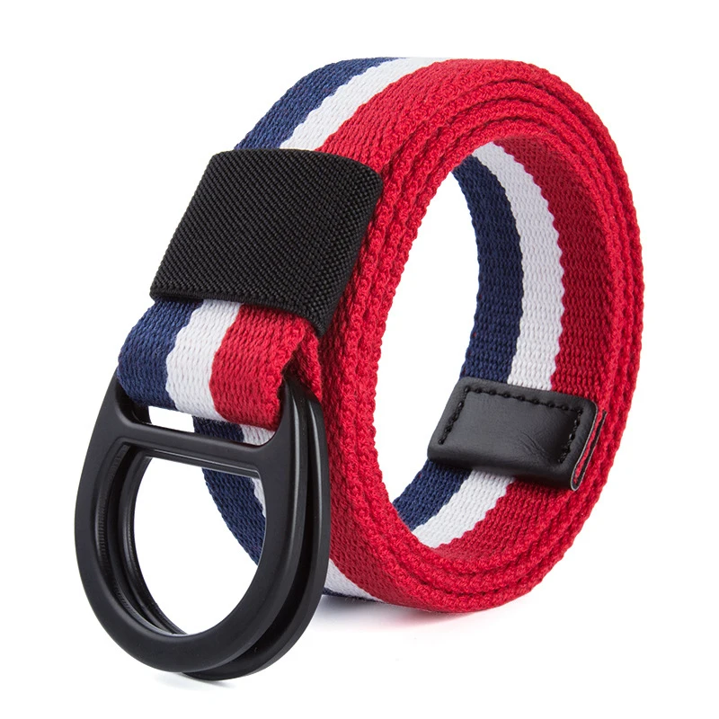 

Canvas belt for teenagers, trendy men's belt with double ring buckle, student extended waist belt, women's Korean style fashion