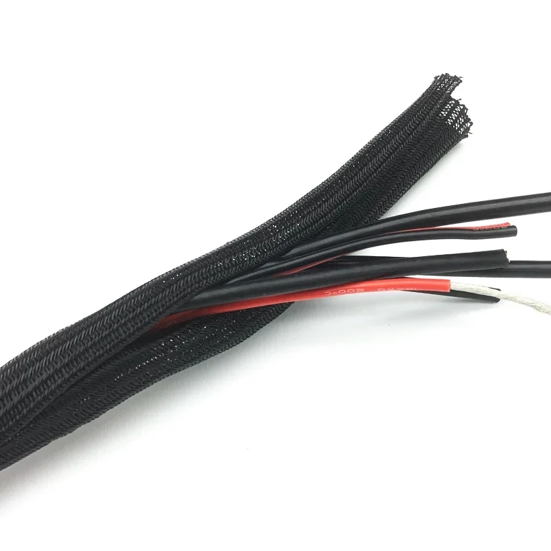 1/3/6M Black Insulated Braid Sleeving 5/8/10/13/16/19mm-50mm Tight PET Wire Cable Protection Expandable Cable Sleeve Wire Gland