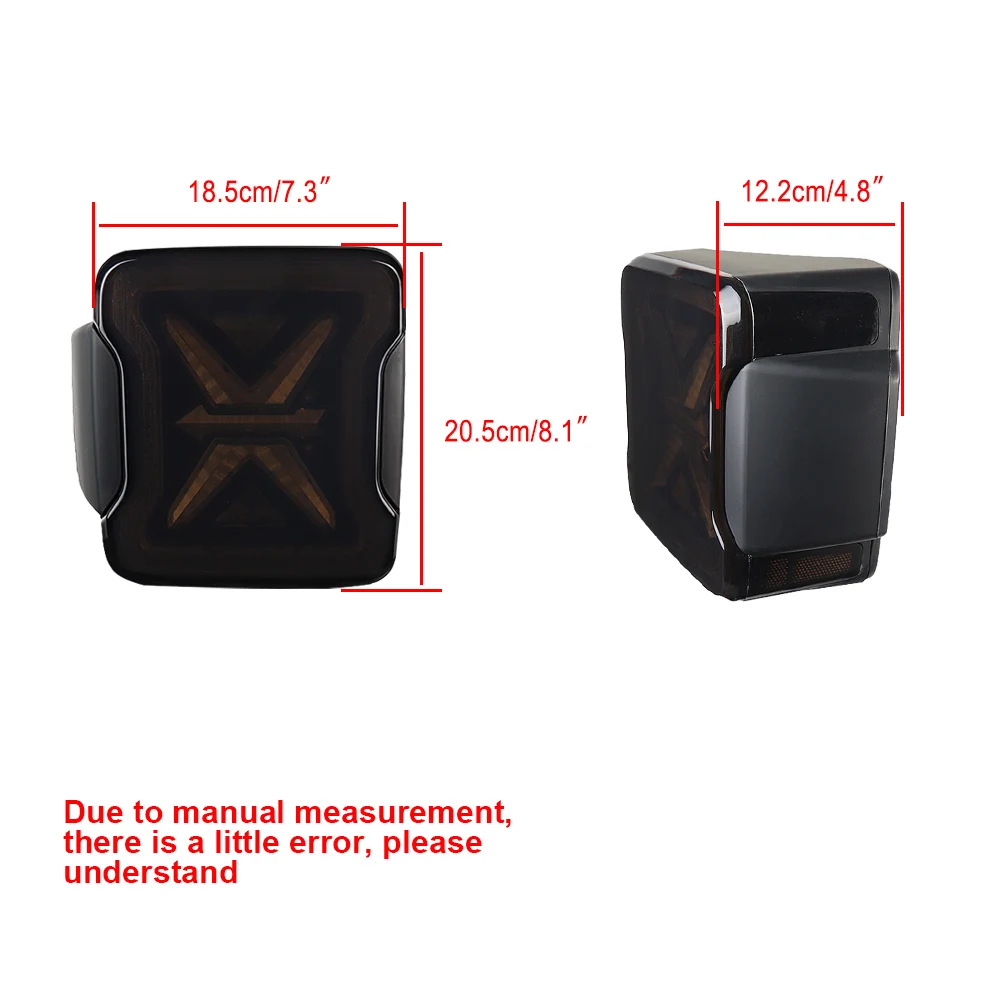 LED Tail Lights for Jeep Wrangler JK JKU 2007-2017 Unique X Shaped Design Smoked Lens