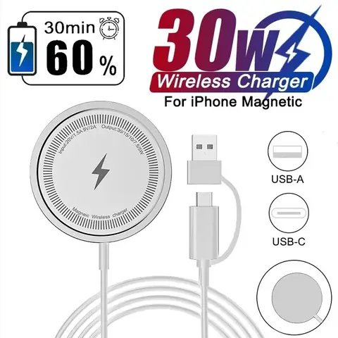 Magsafe iPhone 16 15 14 13 Pro Max 미니 고속 무선 충전 도킹 스테이션 Mag 충전기 용 30w 자기 무선 충전기 패드