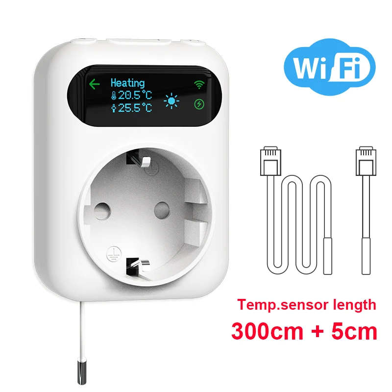 Tuya – prise de Thermostat numérique WIFI 16A, contrôleur de température à distance, interrupteur de