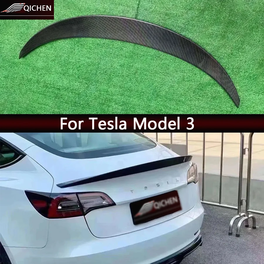 

For Tesla Model 3 ART style Carbon Fiber Tail fins Rear Trunk Guide Wing Rear Wing Diverter Spoiler Car Accessories Body Kit
