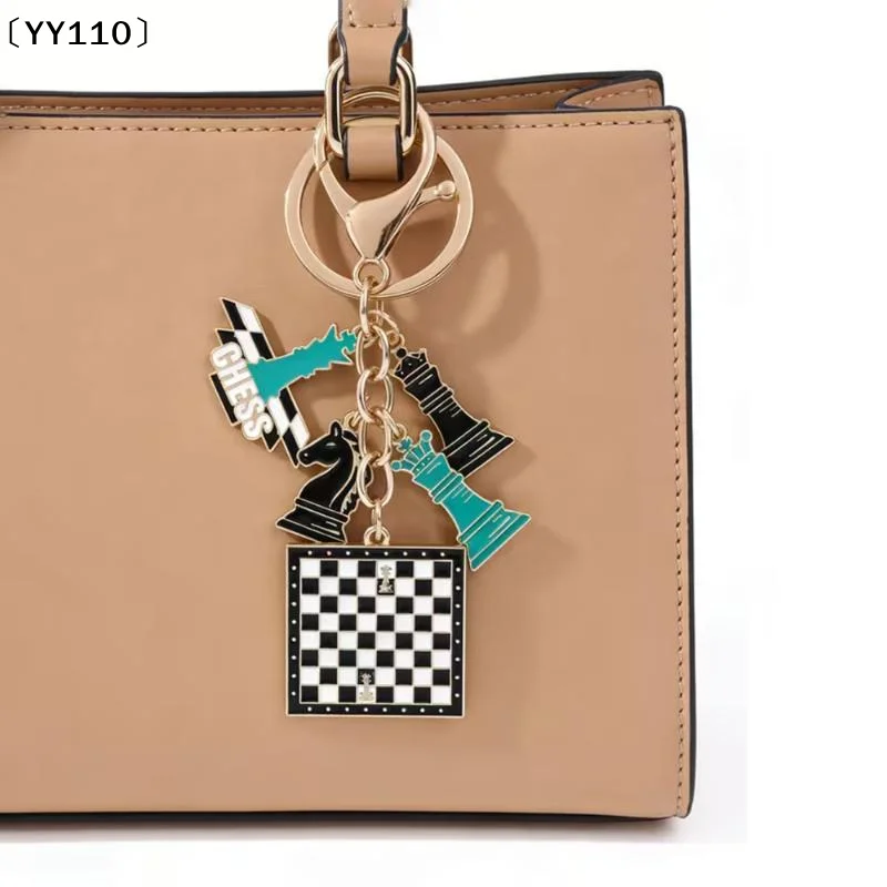 Intellectual Chess Piece Knight Queen Chessboard Enamel Alloy Keychain Bag Charms Key Ring For Board Game Fan Gift〔YY110〕
