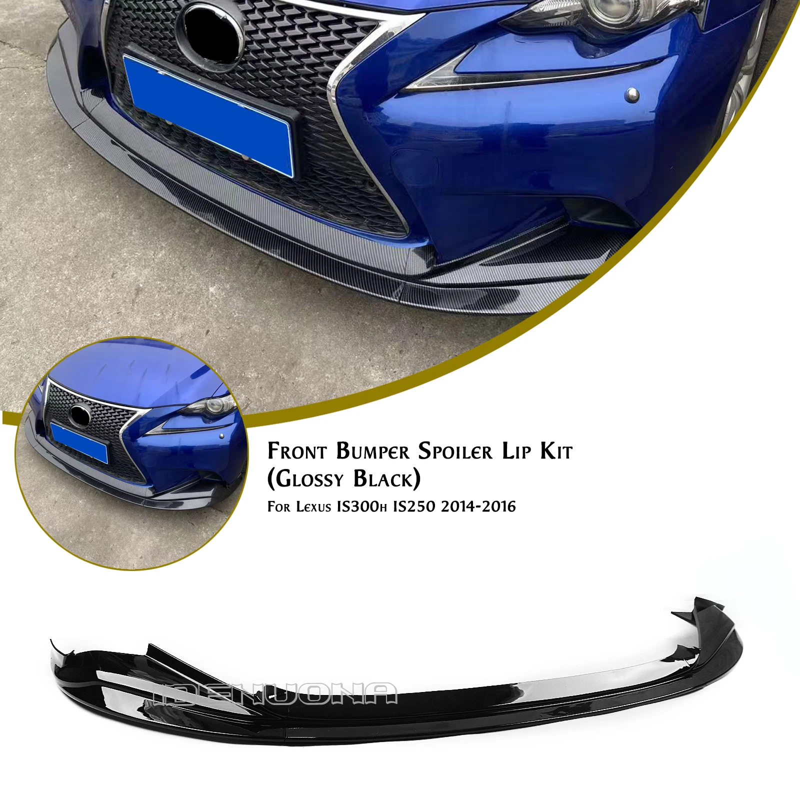 

Комплект из 3 накладок на передний бампер (сплиттер, защита) для Lexus IS300h IS250 F-Sport 2014-2016