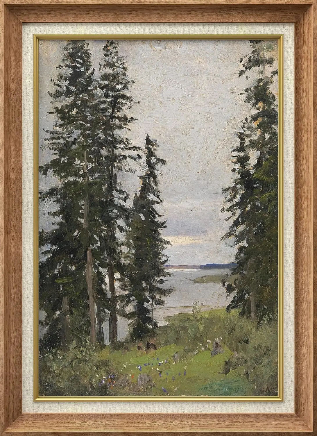 Premium Frame Art Forest by The Lake by Artist Isaac Levitan Classical Historical Illustrations Fine Art Traditional Iconic