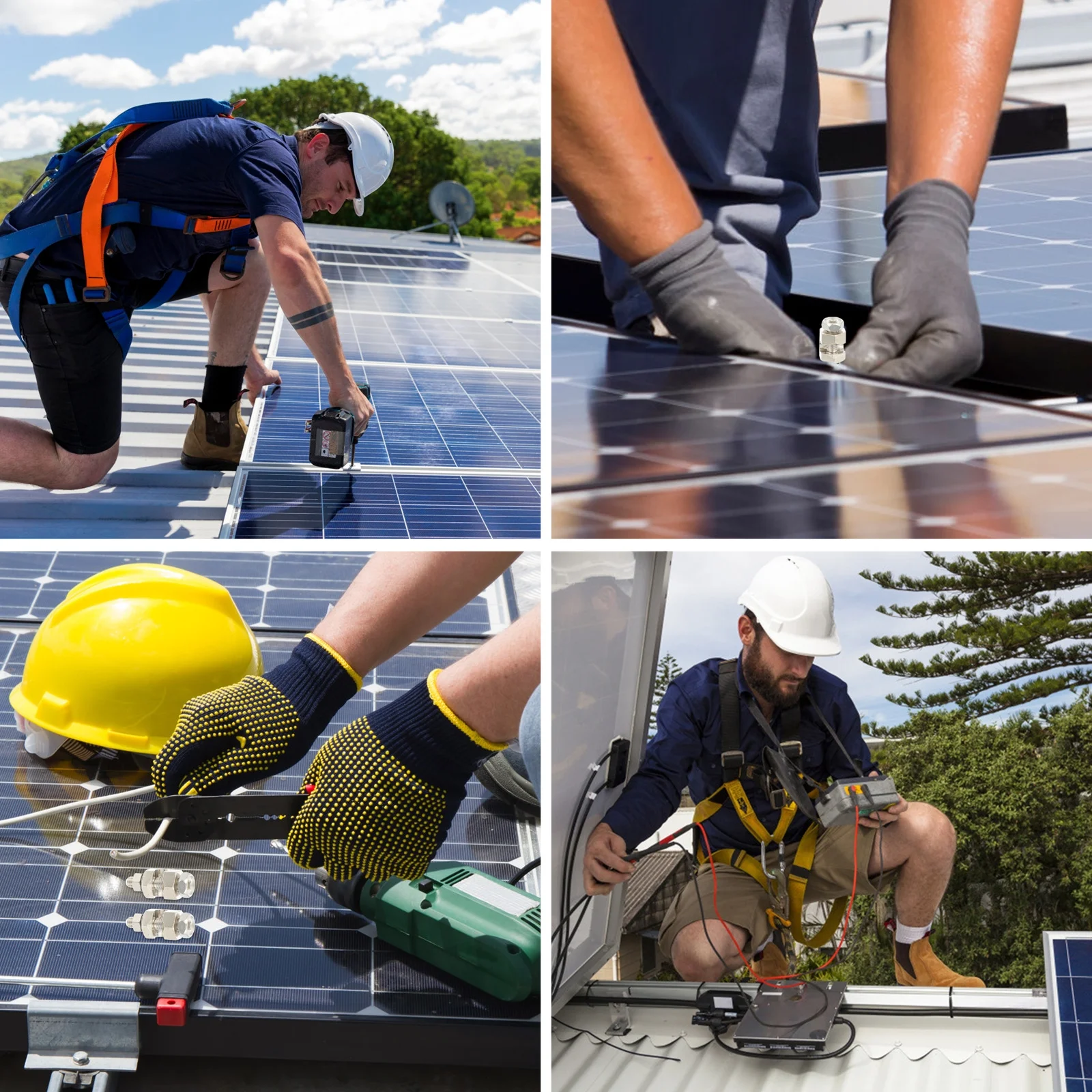 2 قطعة مشبك التأريض الشمسي مادة النحاس المدمجة المرنة الترباس على اقتران سهلة التركيب لوحة طاقة شمسية مشبك كابلات