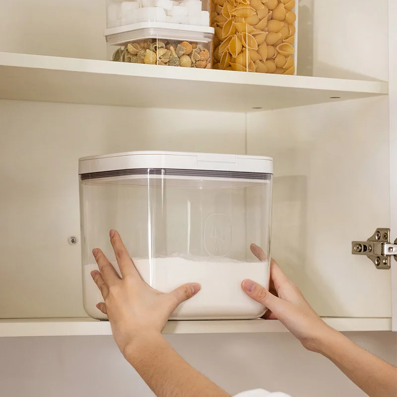 Kitchen Grain Sealed Storage Tank Food Storage Box Can Store Rice Soybean Flour Mildew Moisture-Proof Automatic Pop-Up Lid Box