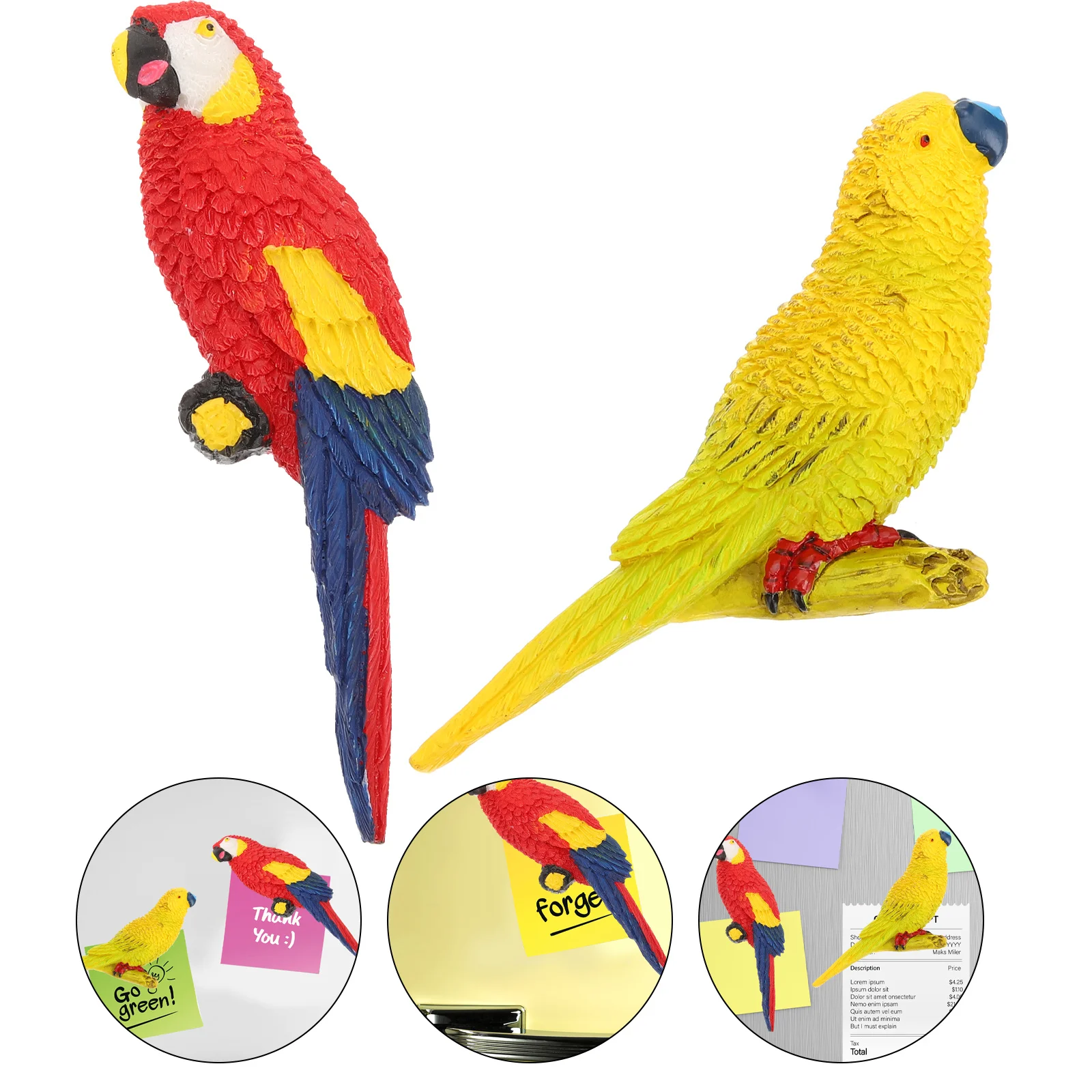 

2Pcs Parrot Wall Sticker Artistic Kitchen Fridge Magnet Refrigerator Decoration Magnetic Note Pin Fridge Magnet
