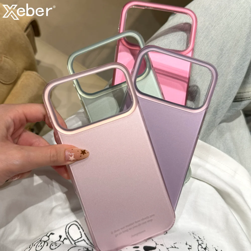 Funda para Teléfono con Acabado Mate y Color Caramelo Láser para iPhone 17 Pro Max 16 15 14, Degradado Aurora Satinado, Antigolpes, Carcasa Protectora de PC