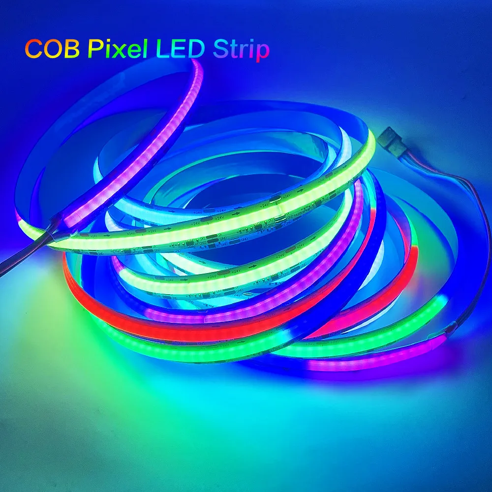 

FCOB SPI RGB IC LED Light Strip WS2811 Addressable 720 LEDs Dream Color 12mm DC12V 24V High Density Flexible FOB COB Lights RA90