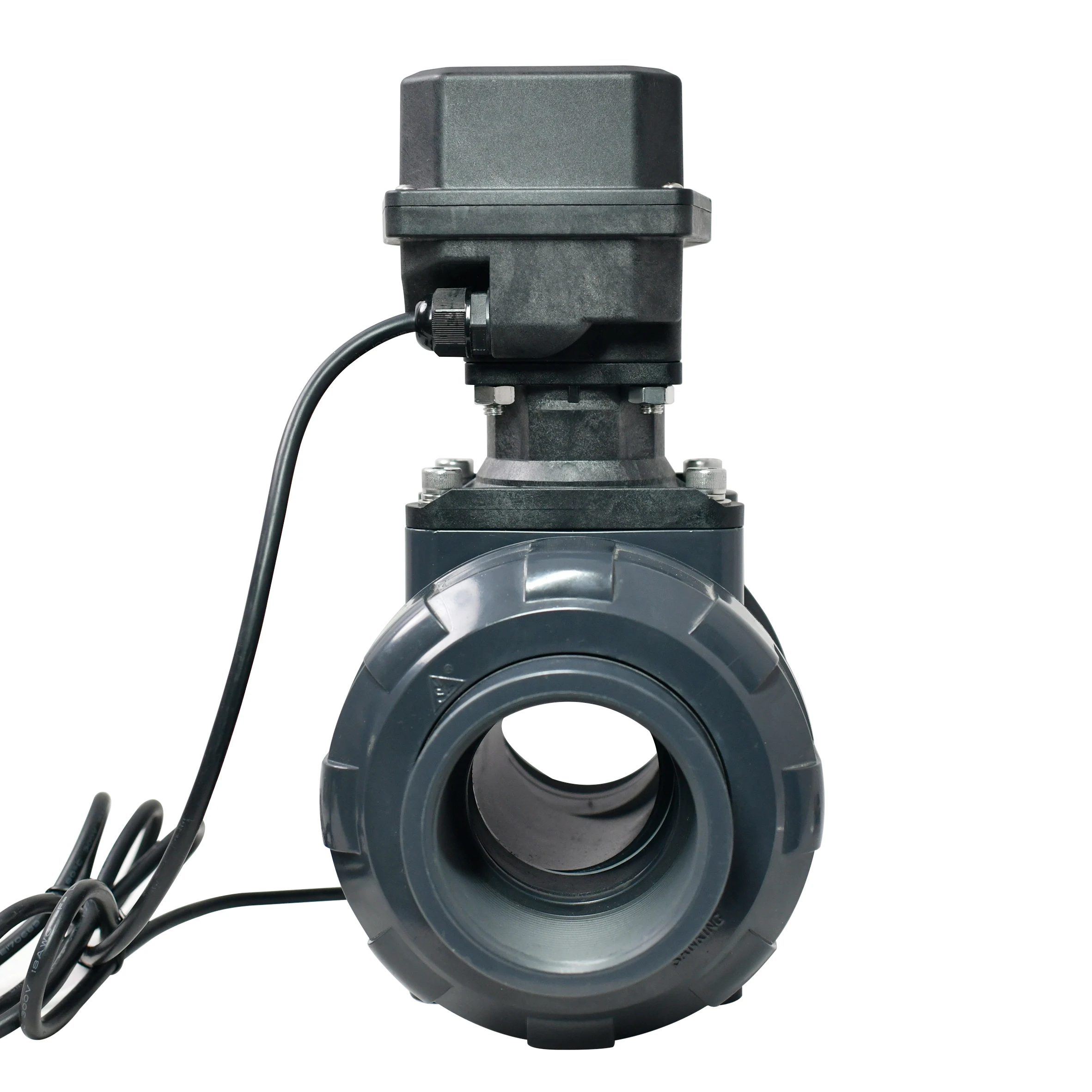 

Capacitor Return 3 wires 50Nm UPVC IP68 DN65 2-way Motorized Double Union Valve