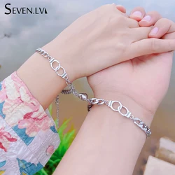 2pcs/set High quality stainless steel love magnet attractive handcuffs bracelets for couples men women friendship jewelry gifts