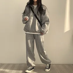 Conjunto de ropa de terciopelo para mujer, sudadera y pantalones de 2 piezas, chándal de algodón femenino, ropa gruesa informal, otoño e invierno, 2024