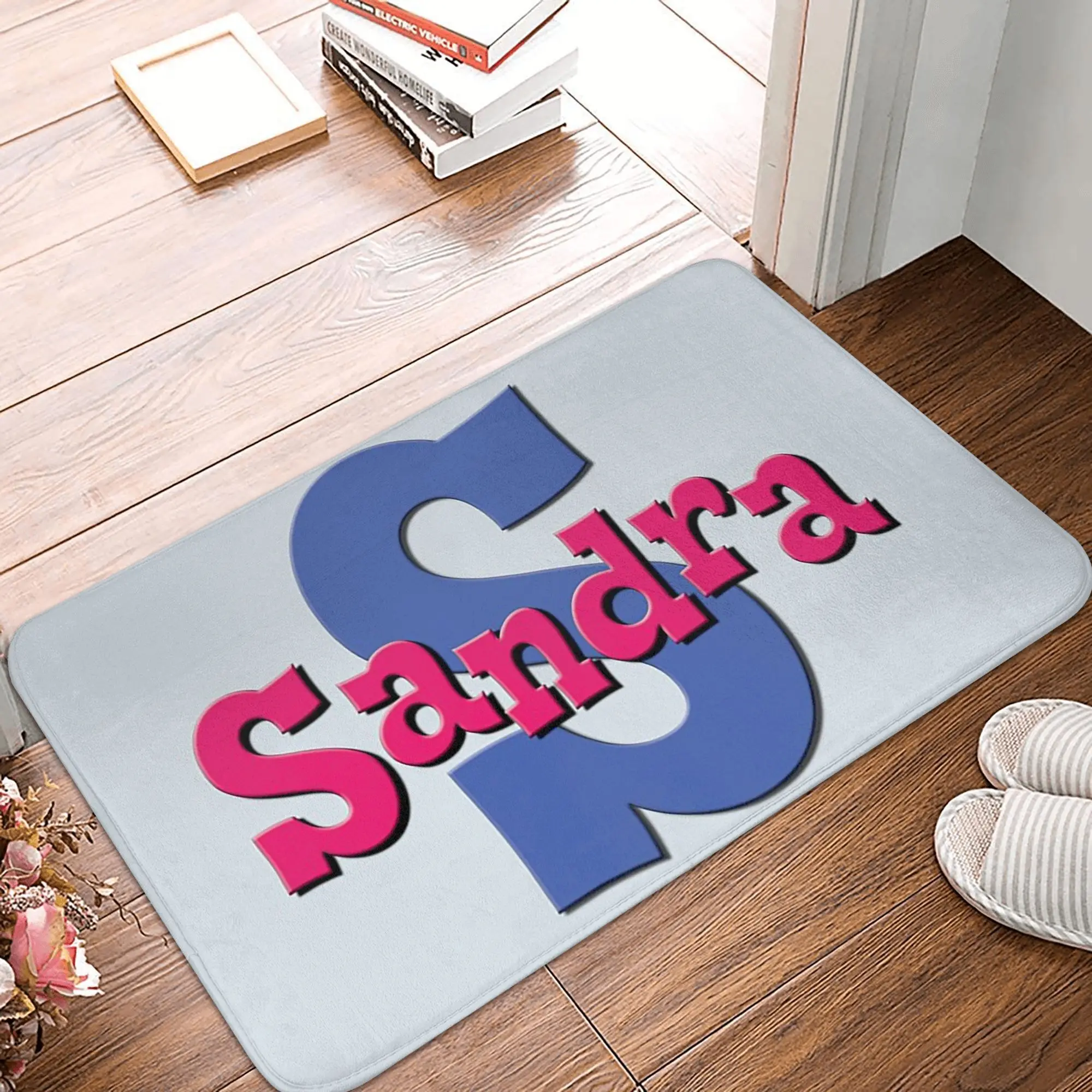 S es para Sandra, felpudo antideslizante con nombre de niña y mujer, alfombrilla para el suelo, entrada de la cocina, hogar, sala de estar, alfombrillas para los pies
