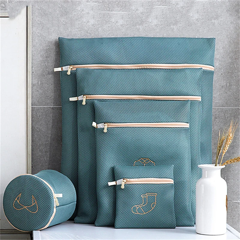 6 Size Set Embroidery Washing Machine Laundry Bag Underwear Bra Socks Wash Net Large Capacity Clothes Storage Laundry Organizer